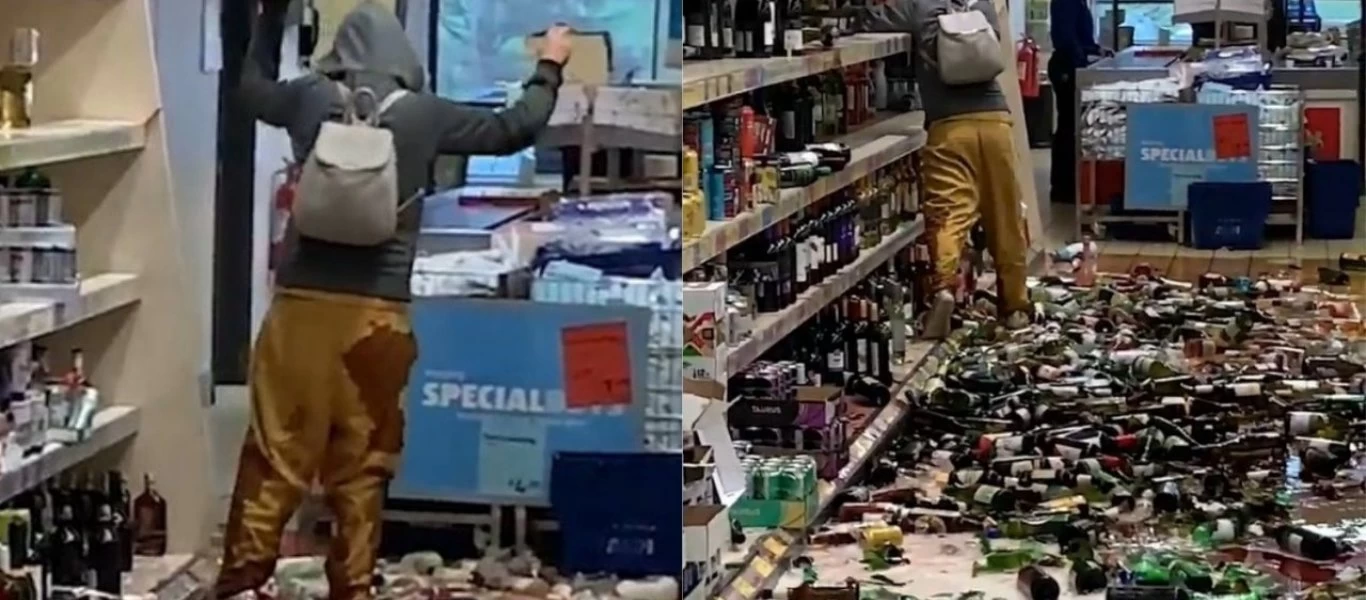 Βρετανία: Γυναίκα έσπασε 500 φιάλες ποτών σε σούπερ μάρκετ (βίντεο)